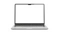 Open silver laptop with a blank white screen on a white background computer technology Royalty Free Stock Photo