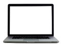 Open Silver Laptop with Blank White Screen on White Background technology computer Royalty Free Stock Photo