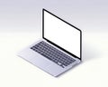 Open Silver Laptop with Blank White Screen on a Light Gray Background computer technology Royalty Free Stock Photo