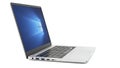 Open Silver Laptop with Blue Screen Displaying Windows Logo computer notebook Royalty Free Stock Photo