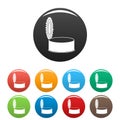 Open silver tin can icons set color