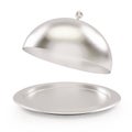 Open silver tray on a white background
