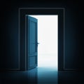 Open Single Door In Darkness To Light Room 3D