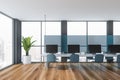 Open space office interior with blue chairs Royalty Free Stock Photo