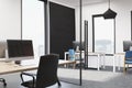 Open space office interior, corner Royalty Free Stock Photo