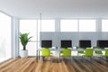 Open space office interior with green chairs Royalty Free Stock Photo