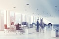 White ceiling open space office, side toned Royalty Free Stock Photo