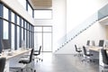 Open space office with stairs, concrete Royalty Free Stock Photo