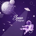 Open space. planet. cosmonaut. vector illustration