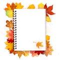 Open spiral notebook with autumn leaves vector