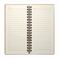 Open Spiral Notebook Showing Lined Pages in a Studio Setting on White Royalty Free Stock Photo