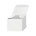 Open square paperboard box with hinged lid vector mock-up. White blank paper carton container packaging realistic mockup. Template Royalty Free Stock Photo