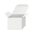 Open square paperboard box with hinged lid vector mock-up. White blank paper carton container packaging realistic mockup. Template Royalty Free Stock Photo