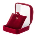 Open square red velvet box for jewelry Royalty Free Stock Photo