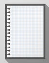Open squared realistic notepad notebook with spiral and long shadow on gray background