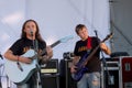 On the open stage of the festival are musicians in a rock band, Darida. Royalty Free Stock Photo