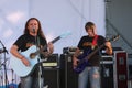 On the open stage of the festival are musicians in a rock band, Darida. Royalty Free Stock Photo