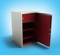 Open steel bank safe 3d illustration on gradient