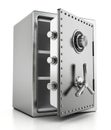 Open steel safe isolated on white background. 3D illustration