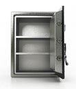 Open steel safe isolated on white background. 3D illustration