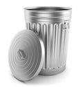 Open steel trash can Royalty Free Stock Photo