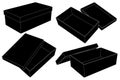 Open storage boxes. Black outline drawing Royalty Free Stock Photo