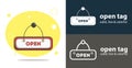 open store tag vector flat icon with open solid, line icons Royalty Free Stock Photo