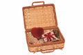 Open straw chest with red heart Royalty Free Stock Photo