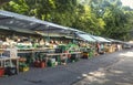 Open street market stands in the city of Sao Paulo