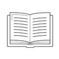 Open student book vector line icon.