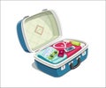 Open suitcase with clothes for travel. Royalty Free Stock Photo