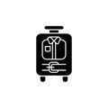 Open suitcase with clothing black glyph icon Royalty Free Stock Photo