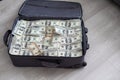 Open suitcase with one million dollars bills stacks Royalty Free Stock Photo