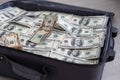 Open suitcase with one million dollars bills stacks Royalty Free Stock Photo