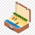 Open the Suitcase for travel. The isometry. Royalty Free Stock Photo