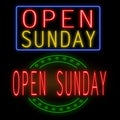 Open sunday neon sign Royalty Free Stock Photo