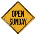 Open sunday vintage rusty metal sign