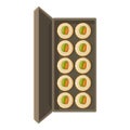 Open sushi box icon cartoon vector. Meal takeout deliver