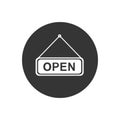 Open Tag icon on gray. Vector in flat style Royalty Free Stock Photo