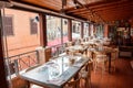 Open terrace restaurant in summer in Italy Royalty Free Stock Photo