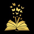 Open Textbook With Gold Butterfly