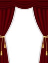 Open theatre curtains on white