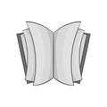 Open thick book icon, black monochrome style