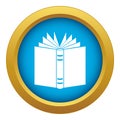 Open thick book icon blue vector isolated