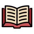 Open thick book icon color outline vector