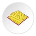 Open thick book with text icon, cartoon style Royalty Free Stock Photo