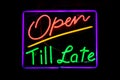 Open till late neon sign Royalty Free Stock Photo