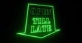 Open till late sign for nightclub night spot or bar - 4k