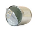 Open tin can isolated on white Royalty Free Stock Photo