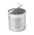 Open tin can isolated on white Royalty Free Stock Photo